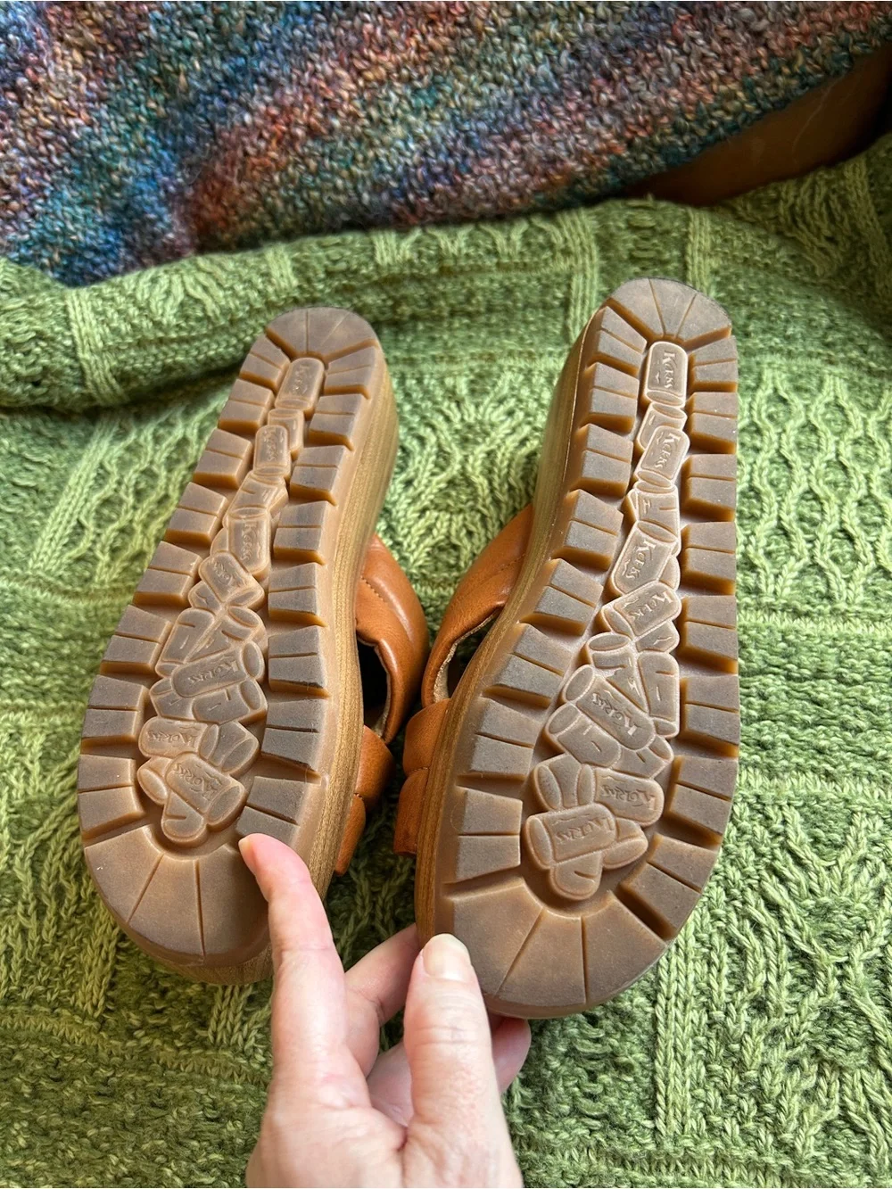 Korks by Kork-Ease Faithe Crossover Platform Slide Sandals Tan Brown Size 8